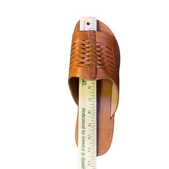 Men\'s Tan Leather Woven Slide Sandals main image 7